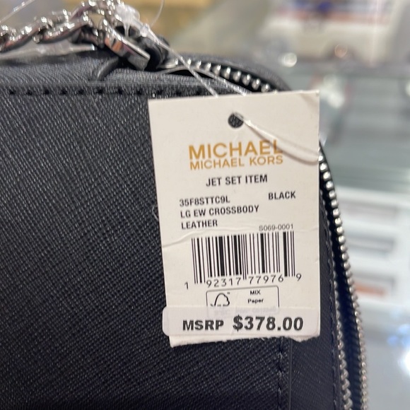 Michael Kors Jet Set Item Large East West Zip Crossbody Leather Black - Picture 13 of 16